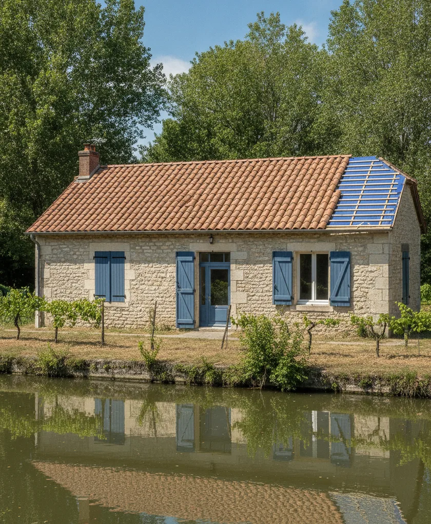 Couvreur au travail sur une installation de couverture en Gironde